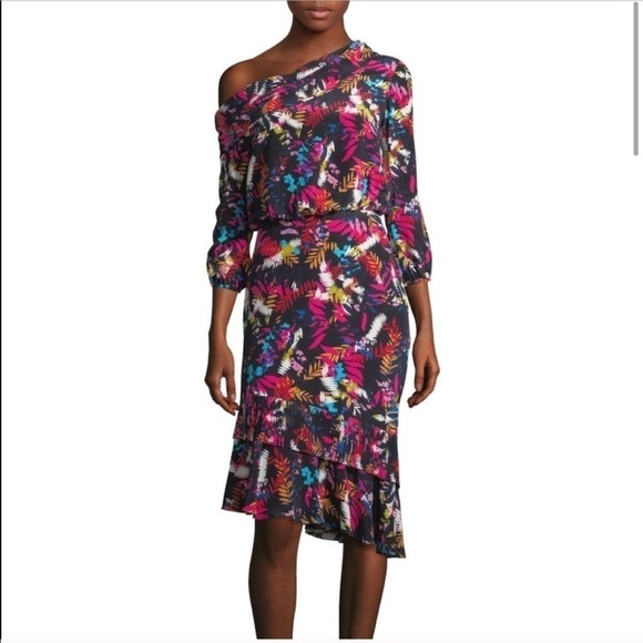 Saloni Lexie Off Shoulder Dress u der knee Floral Dress size 6 - Picture 3 of 13
